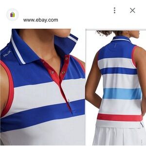 RLX Ralph Lauren Golf Sleeveless Polo Shirt Stripe Multi Size S‎ NEW